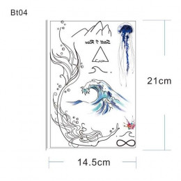 BT04 1 kawałek w z boku piersi Boob tymczasowy tatuaż z fali morskiej, syrenka, Moutain, jellyfish wzór Body Art