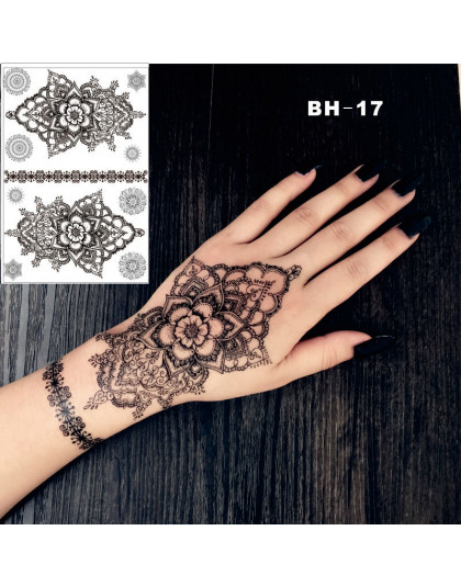  BH-17 ręcznie rysowanie mandali czarna Henna tymczasowy tatuaż inspirowane ciała naklejki