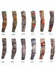 Elastyczny rękaw tatuaż 1 sztuk jazda UV opieki Nylon rozciągliwy Arm pończochy 24 kolory do wyboru odkryty fałszywe tymczasowe 
