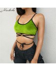 Macheda moda bez rękawów Crop topy kobiety Sexy bandaż Sling Top 2018 nowe panie na co dzień z powrotem krzyż zielony zasznurowa