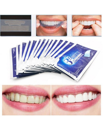 28 sztuk/14 Pair 3D biały żel paski do wybielania zębów jamy ustnej dbanie o higienę podwójne elastyczne zęby paski wybielanie D