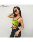 Macheda moda bez rękawów Crop topy kobiety Sexy bandaż Sling Top 2018 nowe panie na co dzień z powrotem krzyż zielony zasznurowa