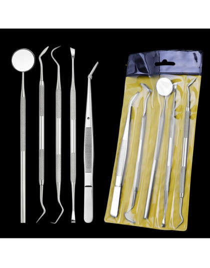 AMSIC 5 sztuk Dental lustro zestaw narzędzi dentystycznych ze stali nierdzewnej usta lustro zestaw dentystyczny Instrument Denta