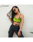 Macheda moda bez rękawów Crop topy kobiety Sexy bandaż Sling Top 2018 nowe panie na co dzień z powrotem krzyż zielony zasznurowa