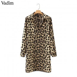 Vadim kobiety Leopard V szyi sukienka skóry zwierząt wzór eleganckie z długim rękawem w stylu retro w stylu vintage na co dzień 