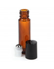 24 sztuk 10 ml butelki ze szkła Amber rolki na butelki puste fiolki z ze stali nierdzewnej z metalowym aplikatorem kulkowym do o