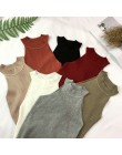 Dzianiny Camisole Top kobiety Knitting Off-na ramię Tank Crop topy dziewczyny z dzianiny Camisole bez rękawów krótki Tee koszule