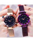 Kobiety Starry Sky zegarek luksusowe magnetyczne klamry opaska siatkowa kwarcowy zegarek na rękę kobiet złota róża zegarki diame