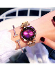 Luksusowy złoty elegancki zegarek damski dla kobiety bransoleta diament oryginalny modny markowy