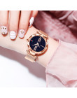 Luksusowe złota róża kobiety zegarki minimalizm gwiaździste niebo magnes klamra moda na co dzień kobiet zegarek wodoodporny cyfr