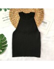 Dzianiny Camisole Top kobiety Knitting Off-na ramię Tank Crop topy dziewczyny z dzianiny Camisole bez rękawów krótki Tee koszule