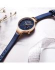 NAVIFORCE kobiety moda niebieski zegarek kwarcowy pani skórzany pasek do zegarków wysokiej jakości na co dzień zegarek wodoodpor