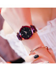 Luksusowy zegarek damski na ozdobnej bransoletce złoty modny kwarcowy czerwony niebieski czarny złoty fioletowy
