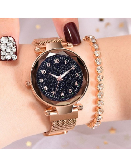 Luksusowe Luminous kobiet zegarki Starry Sky magnetyczne kobiet zegarek wodoodporny Rhinestone zegar relogio feminino montre fem