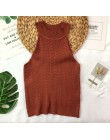 Dzianiny Camisole Top kobiety Knitting Off-na ramię Tank Crop topy dziewczyny z dzianiny Camisole bez rękawów krótki Tee koszule