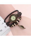 Multicolor wysokiej jakości kobiety prawdziwej skóry w stylu Vintage kwarcowy sukienka bransoletka do zegarka na rękę liść preze