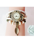 Multicolor wysokiej jakości kobiety prawdziwej skóry w stylu Vintage kwarcowy sukienka bransoletka do zegarka na rękę liść preze