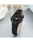 Modny zegarek damski luksusowy elegancki skórzany pasek kwarcowy analogowy diamentowy