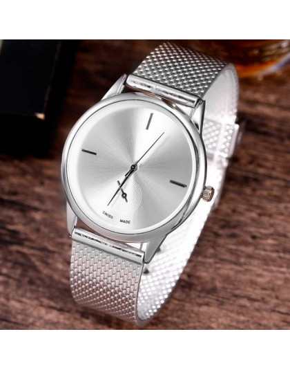 Moda pasa stopu siatki zegarki Unisex kobiety zegarki Casual para zegarek kwarcowy Relogio Feminino Saat zegarki dla kobiet