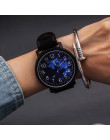 Elegancki luksusowy damski zegarek analogowy kwarcowy mechanizm na skórzanej bransolecie nowoczesny modny