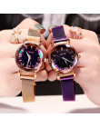 Luksusowe kobiety zegarki moda elegancki magnes klamra Vibrato fioletowy panie zegarek na rękę 2019 nowe gwiaździste niebo cyfra