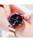 Luksusowe złota róża kobiety zegarki minimalizm gwiaździste niebo magnetyczne moda na co dzień kobiet zegarek wodoodporny cyfram