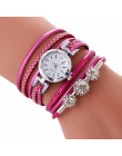 Top marka moda luksusowe Rhinestone skórzana bransoletka kobiety panie zegarek kwarcowy casualowe zegarki na rękę Relogio Femini
