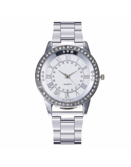 Vansvar róży złocisty zegarek marki luksusowe kobiety ubierają Rhinestone kwarcowy zegarek na co dzień kobiety ze stali nierdzew