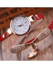 Kobiety zegarki moda bransoletka zegarek na co dzień kobiety Relogio skóra Rhinestone analogowy zegarek kwarcowy zegar kobieta M