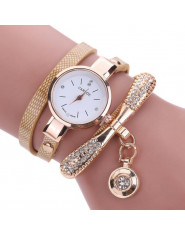 Kobiety zegarki moda bransoletka zegarek na co dzień kobiety Relogio skóra Rhinestone analogowy zegarek kwarcowy zegar kobieta M