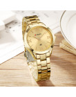 CURREN złoty zegarek kobiet zegarki damskie 9007 stali nierdzewnej kobiet bransoletki z zegarkiem kobieta zegar Relogio Feminino
