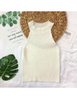 Dzianiny Camisole Top kobiety Knitting Off-na ramię Tank Crop topy dziewczyny z dzianiny Camisole bez rękawów krótki Tee koszule