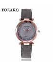 Hot moda kobiety romantyczna rozgwieżdżone niebo zegarek na rękę skórzany Rhinestone projektant panie YOLAKO marka zegar Relogio