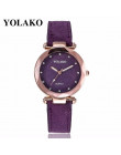 Hot moda kobiety romantyczna rozgwieżdżone niebo zegarek na rękę skórzany Rhinestone projektant panie YOLAKO marka zegar Relogio