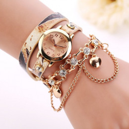 Kobiety zegarki 2019 Relogio Feminino PU skórzany pasek Rhinestone nit łańcuch kwarcowy zegarek na rękę bransoletka zegarek kobi