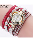  5001CCQ kobiety w stylu Vintage bransoletka Rhinestone Crystal Dial Dial analogowy zegarek kwarcowy  reloj mujer nowy nabytek 