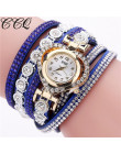  5001CCQ kobiety w stylu Vintage bransoletka Rhinestone Crystal Dial Dial analogowy zegarek kwarcowy  reloj mujer nowy nabytek 