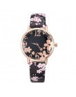 Dziewczyna luksusowy zegarek kobiety nowa moda tłoczone kwiaty małe świeże drukowane pas tarczy zegarka kobiet zegarek kwarcowy 