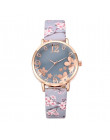 Dziewczyna luksusowy zegarek kobiety nowa moda tłoczone kwiaty małe świeże drukowane pas tarczy zegarka kobiet zegarek kwarcowy 