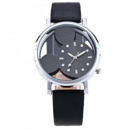 Relogio Feminino Luxo 2019 zegarek dla pań z kryształami zegary kobiety luksusowe z skórzany Mickey Mouse Kad N Saatleri