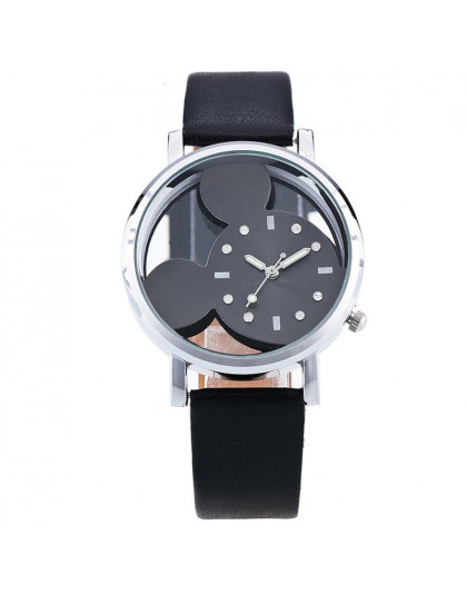 Relogio Feminino Luxo 2019 zegarek dla pań z kryształami zegary kobiety luksusowe z skórzany Mickey Mouse Kad N Saatleri