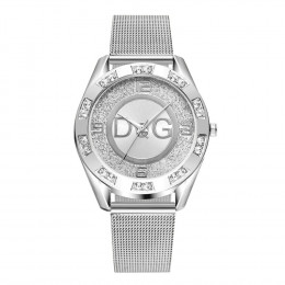 Zegarki luksusowe dla kobiet marki DQG kobiety kryształ srebrny ze stali nierdzewnej kwarcowy zegarek pani zegarek sportowy do u
