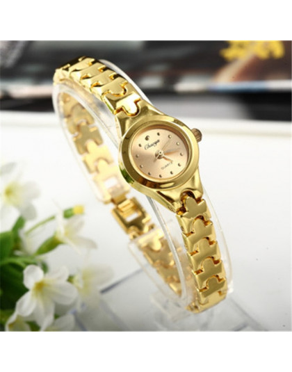 Kobiety bransoletka zegarek Mujer złoty Relojes mały Dial Quartz luźny zegarek popularny zegarek godzina kobieta panie elegancki