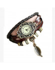 2018 mody panie zegarki kobiety luksusowe liść na rękę skórzany dla kobiet bransoletka w stylu Vintage Sport zegar zegarek boże 