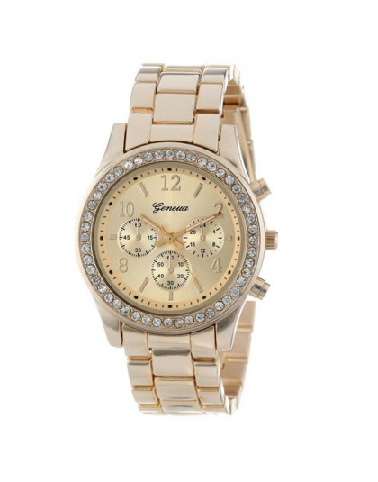 2019 nowych moda typu chronograf Plated klasyczne genewa zegarek kwarcowy zegarek dla pań kobiety kryształy zegarki na rękę Relo