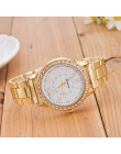 Moda kobiet zegarki luksusowe genewa kobiet diament złoty zegarek na rękę panie sukienka zegar montre femme reloj mujer relogio