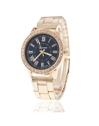 Moda kobiet zegarki luksusowe genewa kobiet diament złoty zegarek na rękę panie sukienka zegar montre femme reloj mujer relogio