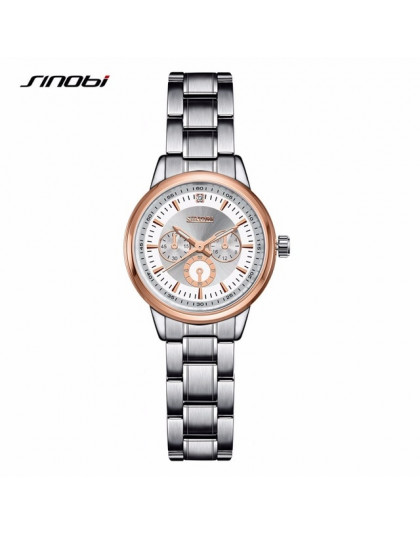 SINOBI kobiet zegarka elegancki marka znani luksusowe srebrne zegarki kwarcowe Ladies Steel Antique genewa zegarki na rękę relóg