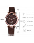 Moda kryształ kobiety zegarki różowy kobiet Starry Sky Dial skórzany zegarek kwarcowy zegarek na rękę Montre Femme 2018 zegarek 