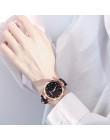 Luksusowe kobiety zegarki błyszcząca, niebo zegarek kobiet damskie kryształ górski zegarek kwarcowy zegarek z paskiem skórzanym 
